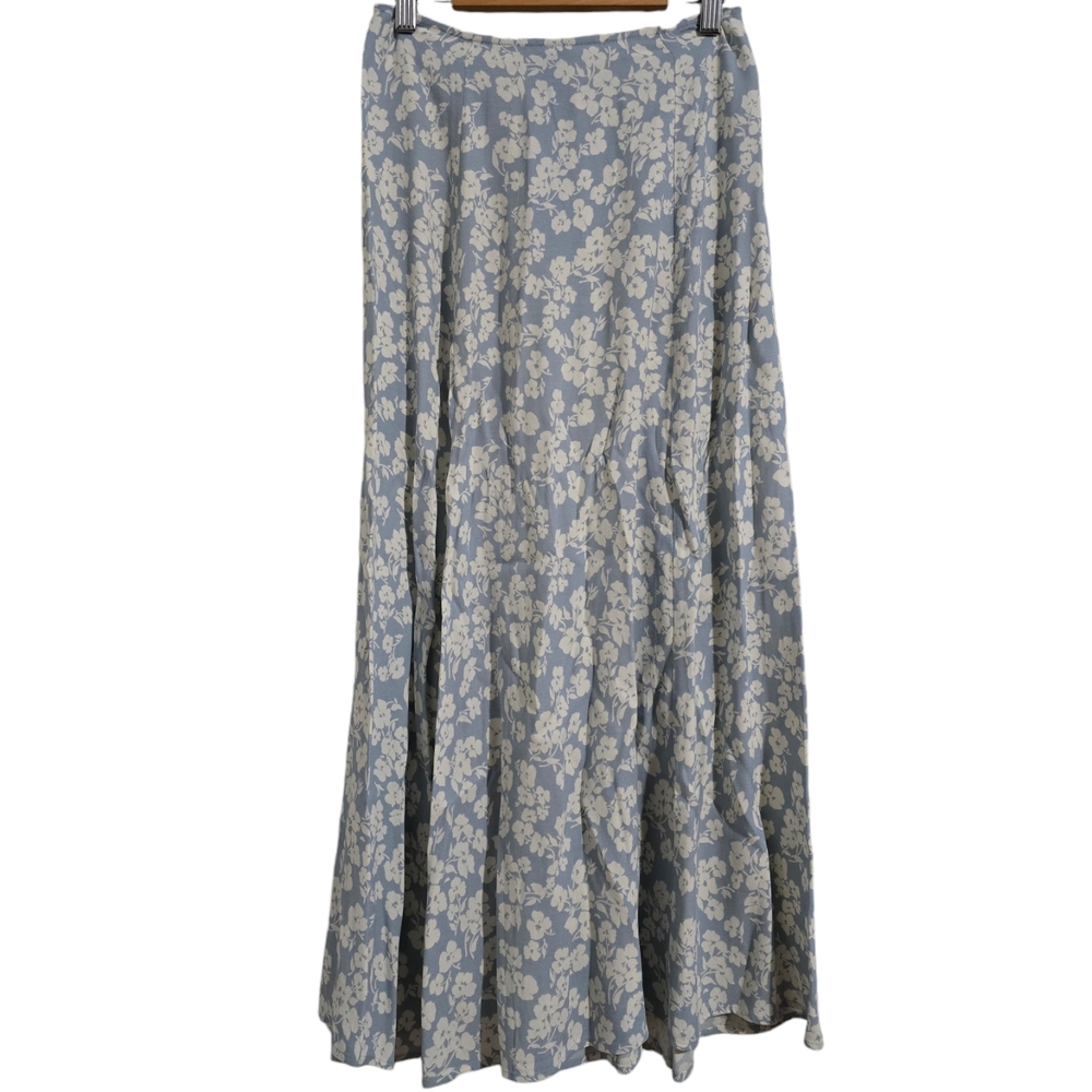 Reformation Zoe Midi Skirt Blue Floral Print size 0 - Picture 1 of 10